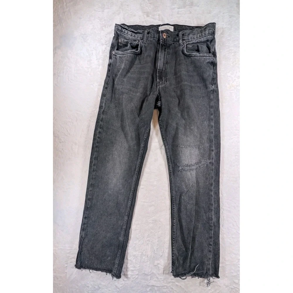 Free People We The Free Vixen Cigarette Rock N Roll Jeans Black Distressed 30